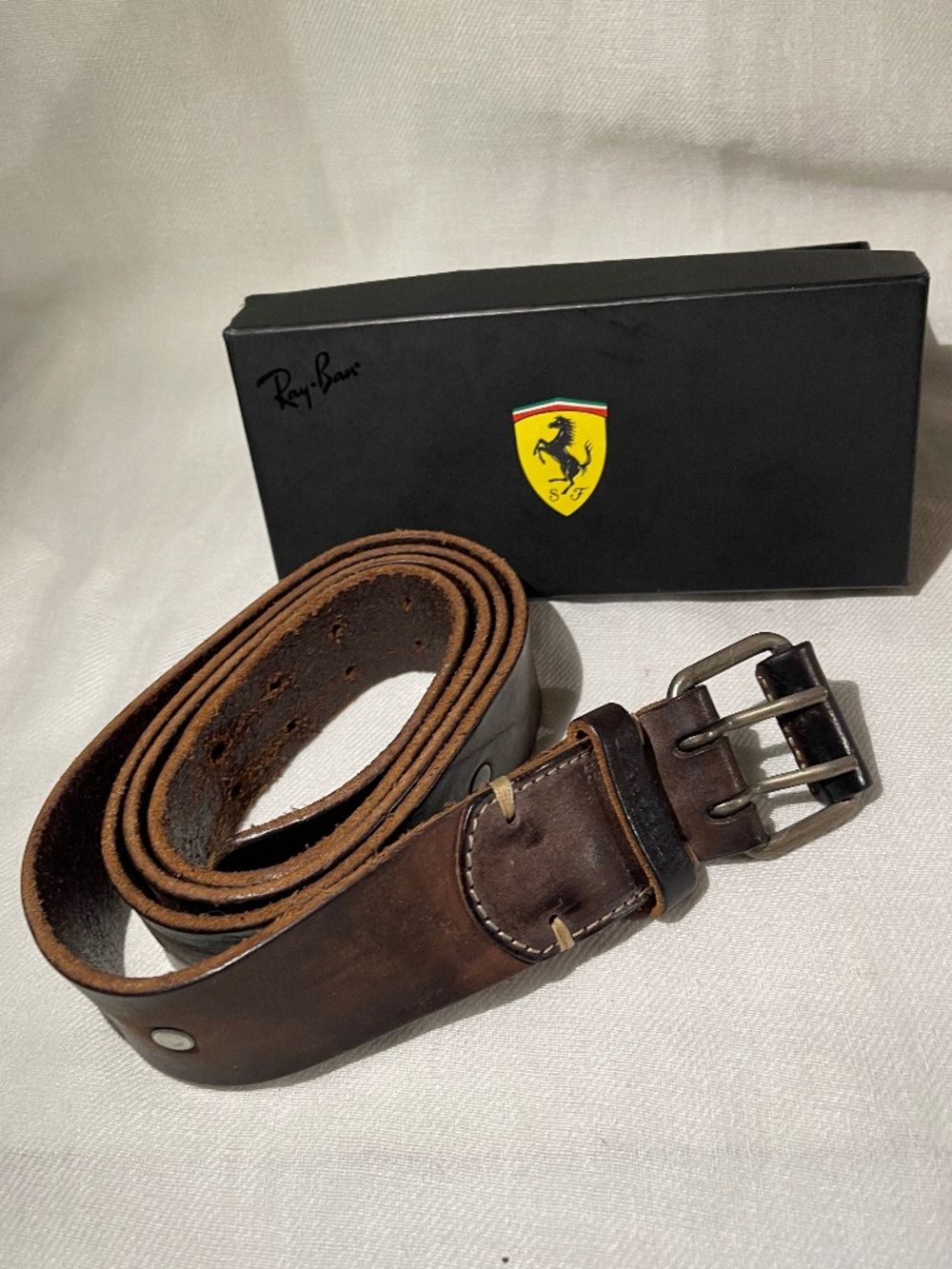 Ferrari Brown Leather Belt